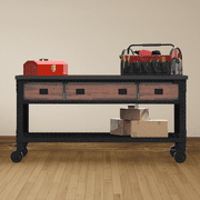 DuraMax Rolling Workbench Furniture 72 in. x 24 in. with 3 Drawers, for Home, Garage, Workshop