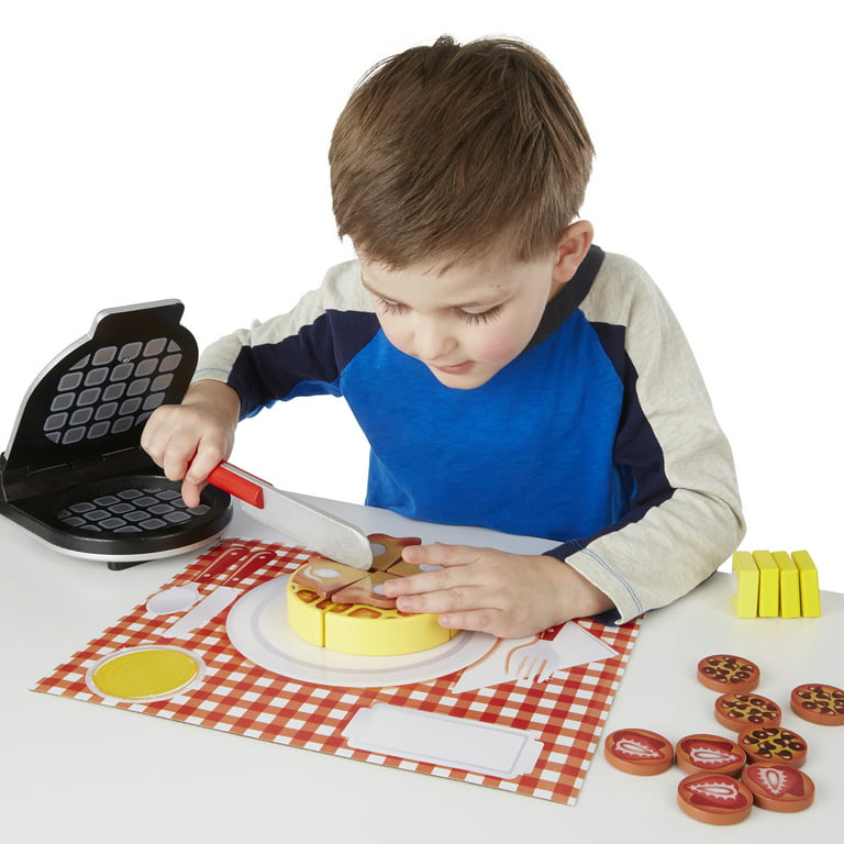 Melissa & Doug Press and Serve Wooden Waffle Set (23 pcs) - Play Food and  Kitchen Accessories 