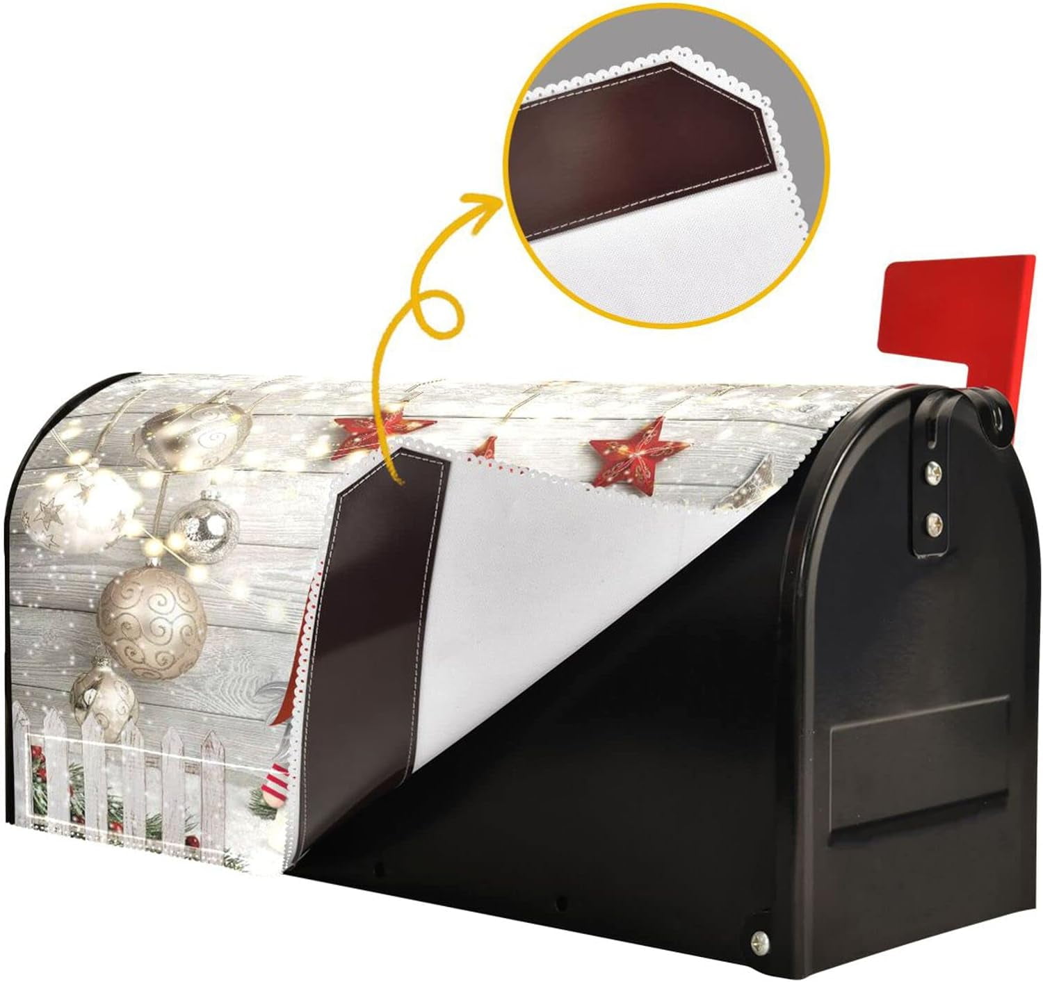 Christmas Winter Gnome Mailbox Covers Magnetic Xmas Tree Balls Mailbox Cover Wraps Standard Size 18"X21" Post Letter Box Cover Garden Decorations