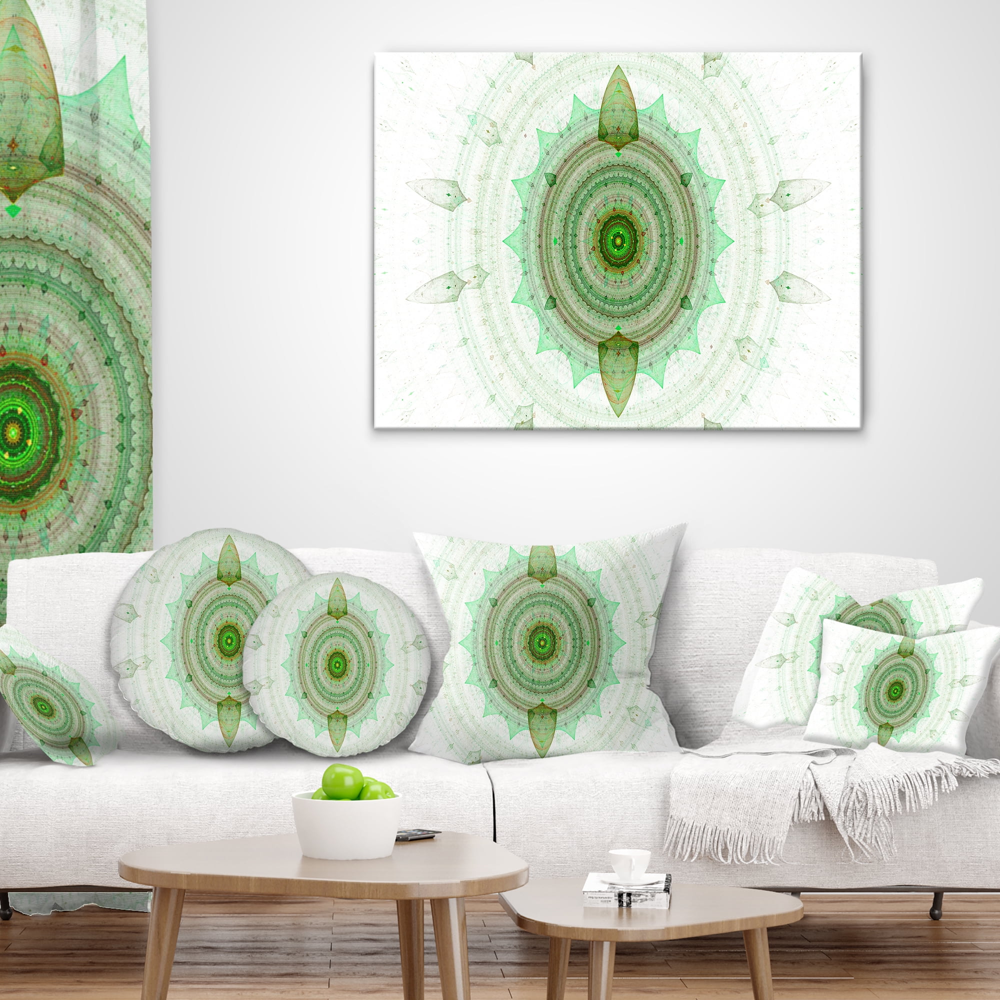 Designart Light Green Cryptical Sphere - Abstract Throw Pillow - 16x16