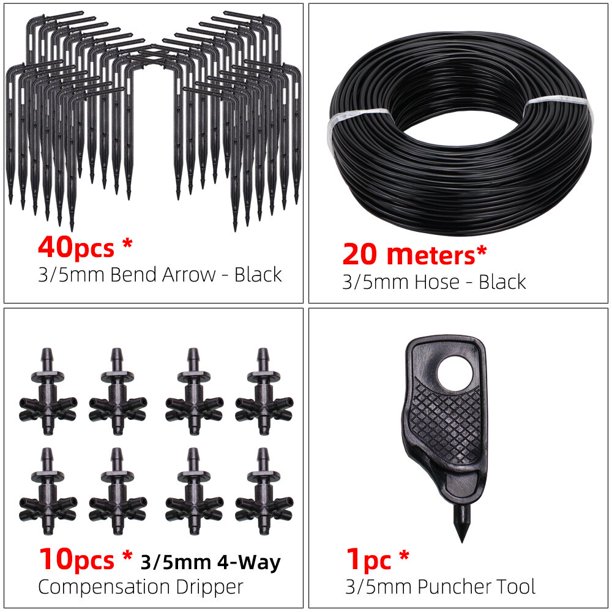 1Kit Greenhouse 2L/4L/8L/H Drip Irrigation 4-Way 3/5mm Bend Arrow 2-Way Green Transmitter Automatic Watering System Pot Garden He Qiyong unisex