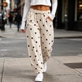 thumbnail image 5 of Fanshiluo Women's Polka Dot Drawstring Jogger Pants, Casual Elastic Waist Sweatpants,Size S-2XL, 5 of 7
