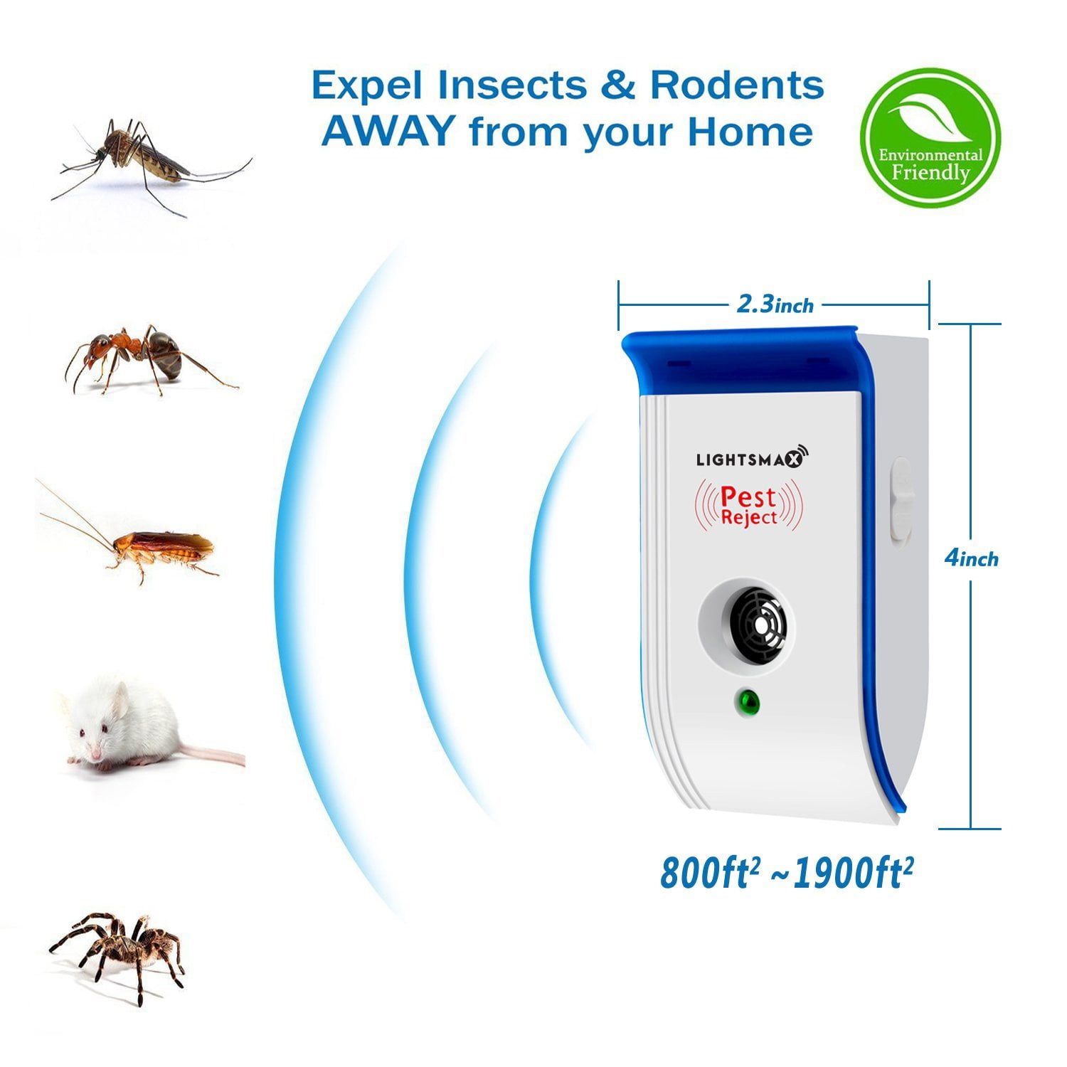 GTWCK Ultrasonic Pest Repeller Mouse Portable Outdoor USB Powered Mosquito Repellent for Cockroach Mosquito,Bed Bugs and Fleas Ant Spider