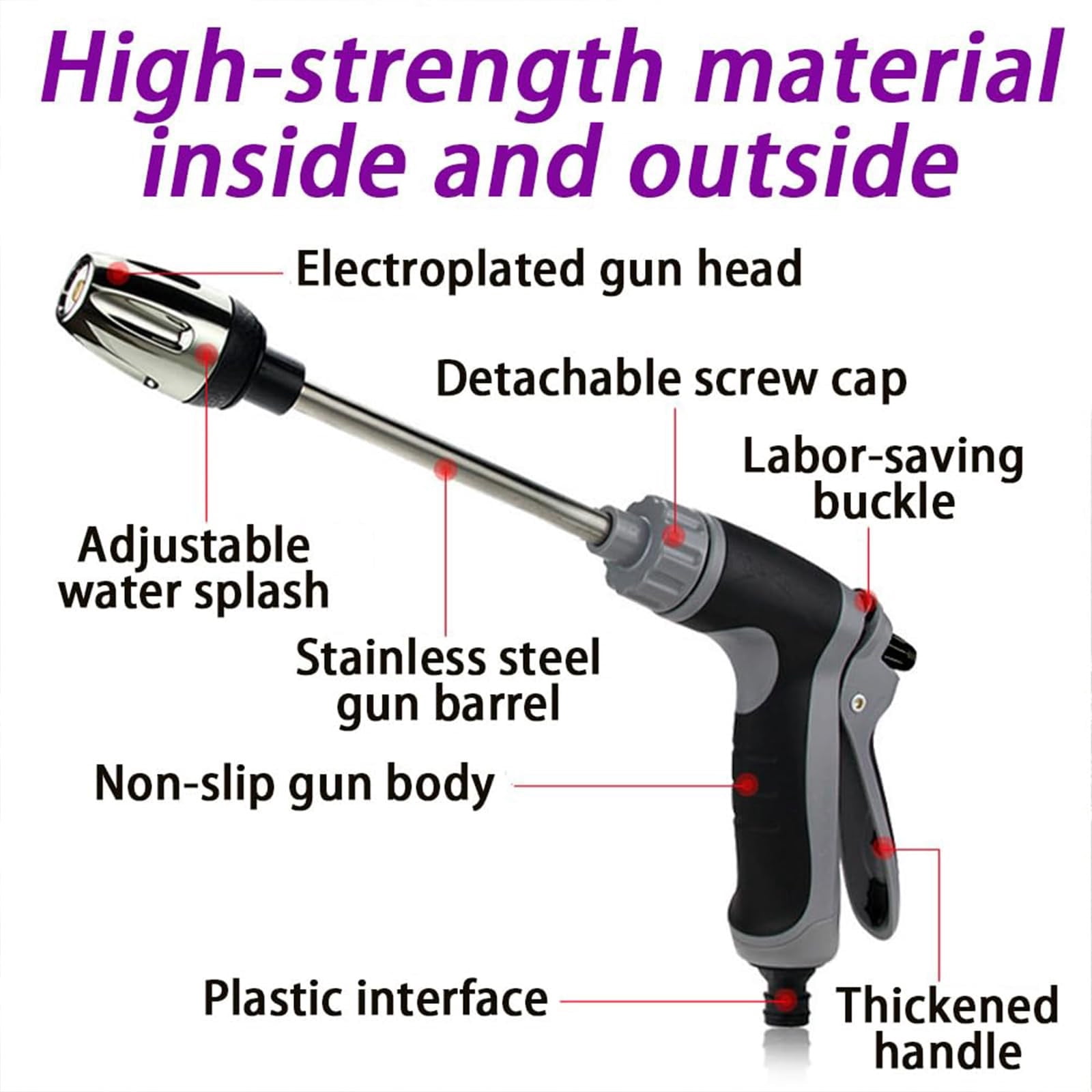 Upgraded High Pressure Car Wash Spray Gun Kit, Stainless Steel Nozzle with Foam Cannon & Connectors, Multi-Function Cleaner for Cars Patio Fence