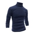 thumbnail image 1 of Camisa de manga larga uxcell Cuello de Cisne Ajuste Delgado Casual Azul Oscuro 52, 1 of 7
