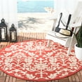 thumbnail image 2 of SAFAVIEH Courtyard Yvette Floral Indoor/Outdoor Area Rug, Red/Natural, 7'10" x 7'10" Square, 2 of 10