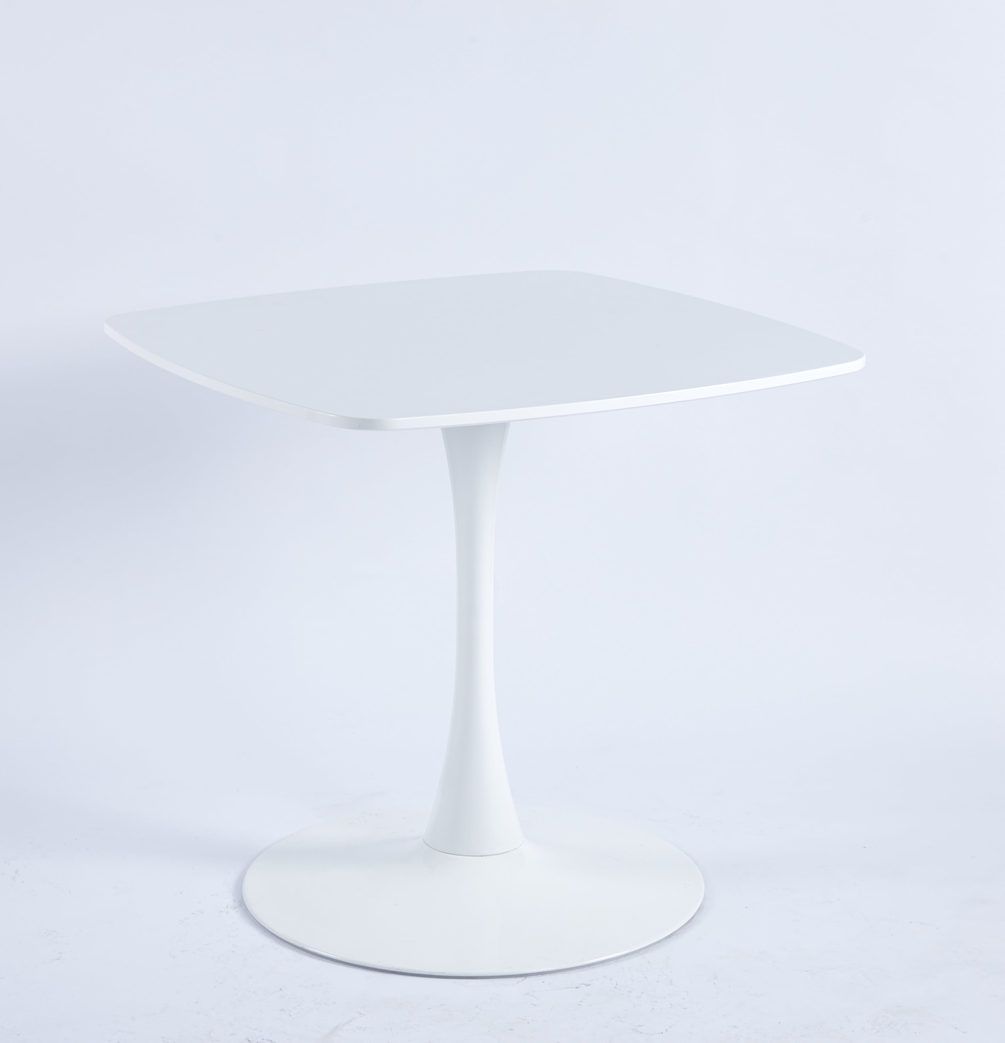 Euroco 23.6" Small Dinning Table for 2 ,Mid-Century Tulip Table with Metal Pedestal Base,Modern Leisure Table for Small Space Kitchen Dining Room,White