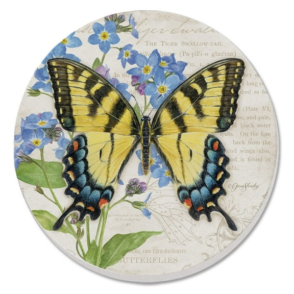 CounterArt "Tiger Swallowtail Butterfly" Single Round Absorbent Stone Coaster