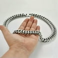 thumbnail image 4 of Heavy Punk Mens Stainless Steel Cuban Curb Link Chain Necklace Silver 19mm 22mm, 4 of 9
