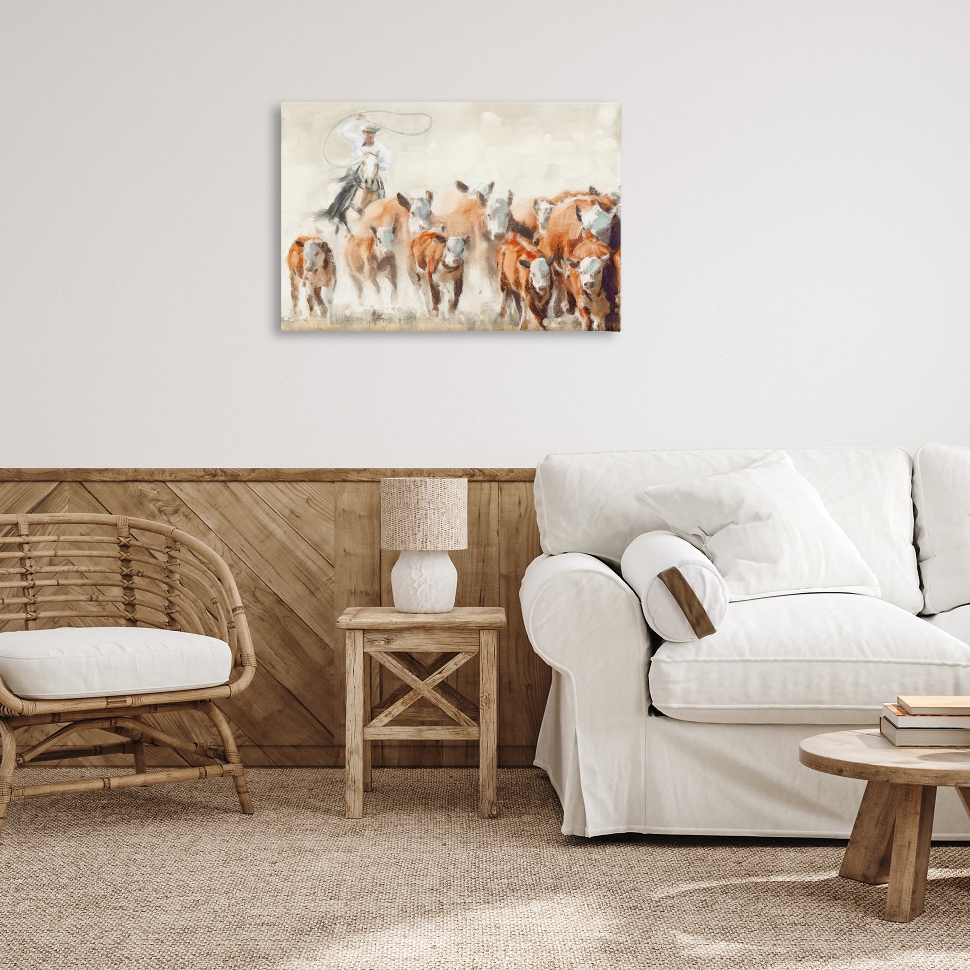 Stupell Industries Equestrian Round Up Animals & Insects Painting Gallery Wrapped Canvas Art Print Wall Art, 30 x 20