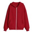 thumbnail image 4 of Kiijoy Full Zip Hoodie for Girls Casual Sweatshirt with Pockets, Red, Sizes 12-13Y, 4 of 4