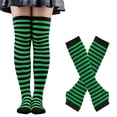thumbnail image 2 of HNMKIU Extra Long Thigh High Socks With Matching Fingerless Gloves Cozy Thermal Knit For Winter Daily Casual Party Cosplay Accessory Dark Green - One Size, 2 of 4