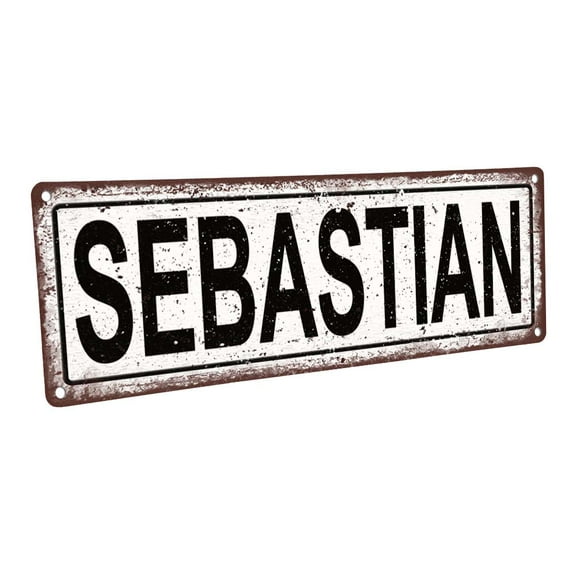 Sebastian 4"x12" Metal Sign, Wall Décor for Kids Room and Nursery