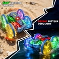 thumbnail image 4 of JoyStone Amphibious RC Car for Kids, 4WD Waterproof All Terrain Remote Control Stunt Truck with Double-Sided Driving, LED Light-Up Wheels, 2 Batteries, Blue, 4 of 9