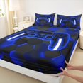 thumbnail image 4 of Erosebridal Navy Gamepad Bed Sheets Set Twin Size, Modern Video Game Bedding Twin Size, Honeycomb Sheet Set Twin, Super Cozy Bedroom Decorative, 3 Pieces, 4 of 6