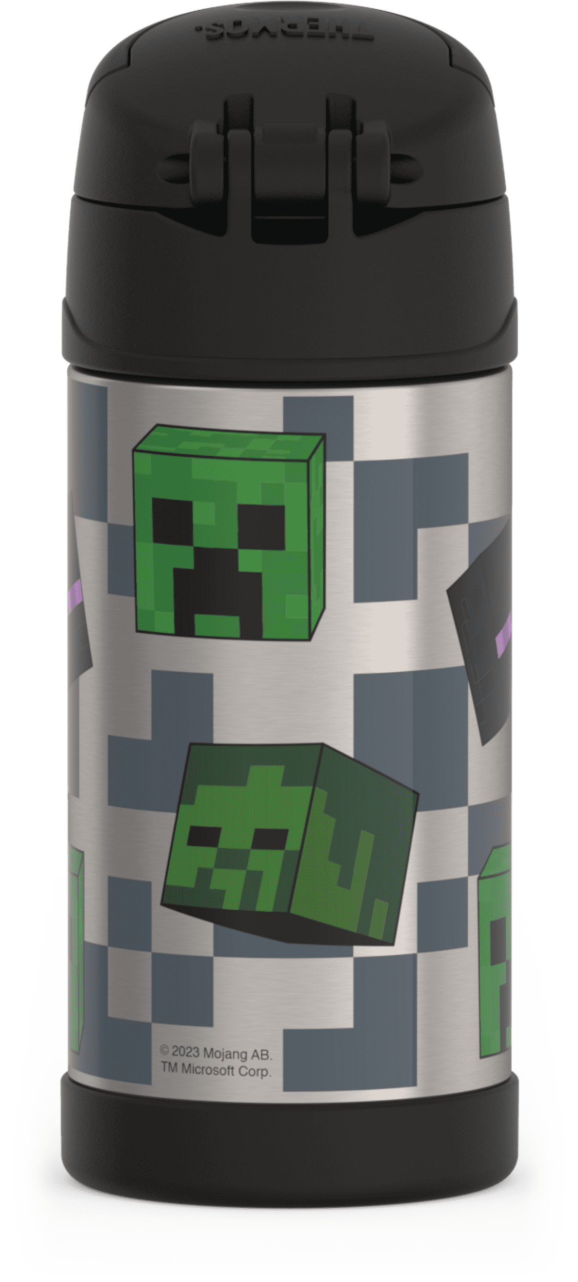 Thermos Stainless Steel Funtainer Water Bottle with Straw, Minecraft, 12 Fluid Ounces