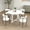 White, variant on 5 Meal Table - Round Trestle And 4 Chic Boucle Seats Contemporary Food Dining With Chairs