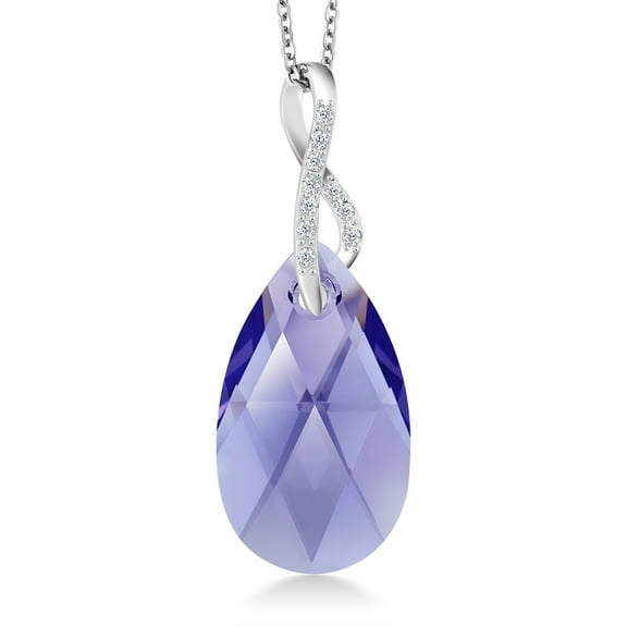 Gem Stone King Lavender Purple Ribbon Cancer Awareness Pendant Made with Crystals