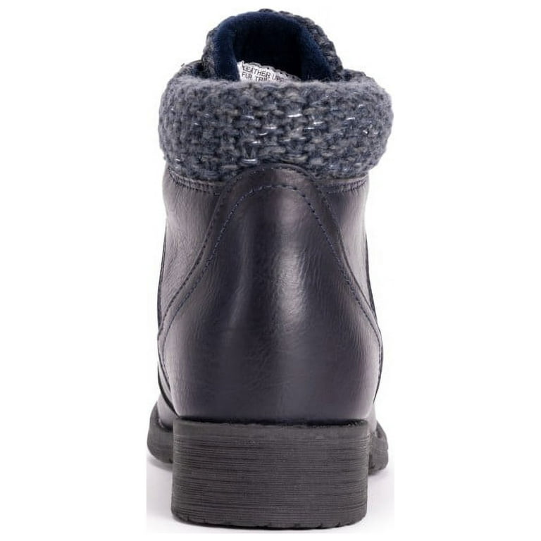 MUK LUKS Women's Hiker Denali Boots - Knit Ankle Bootie With Memory Foam & Faux Fur Lining