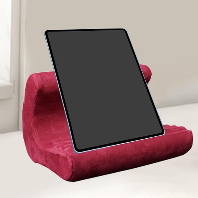 Soporte para almohada para tableta, base para soporte para tableta cómoda con bolsillos de almacenamiento, soporte para teléfono para regazo, lector, rojo intenso