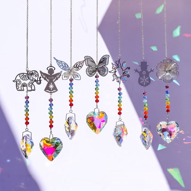 Xihbxyly Atrapasueños de Cristal, Diseño Colgante de Hierro Colorido, Cristales Brillantes Que Reflejan La Luz, Función de Carillón de Viento, Decoración de Jardín Exterior, Regalo de Energía Positiv