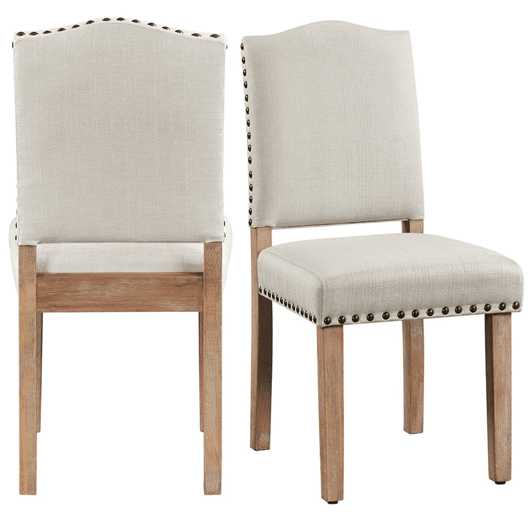 Yaheetech 2pcs Upholstered Dining Chairs for Home Kitchen Beige