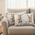 thumbnail image 2 of Outdoor Pillow Covers Farmhouse Rabbit Flower Leaf Waterproof Pillow Cases 20x12 Set of 2, Easter Egg Bunny Retro Pastoral Throw Pillow Cover Pillowcase for Patio Balcony Couch Garden, 2 of 9