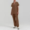 thumbnail image 5 of Medical Scrub Set for Women, Modern V Neck Scrub Top & Jogger Pant with 8 Pockets Professionals Soft Stretch Medical Nursing Uniforms Set (Brown), 5 of 5