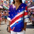thumbnail image 6 of Womens Patriotic Linen Shirts Long Sleeve Button Down Floral Shirt Tops Loose Holiday July 11th Outfits Sky Blue, 2XL, 6 of 6