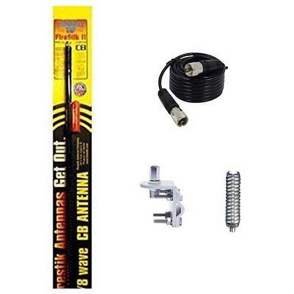 NEW FIRESTIK 2 FS3 B 3FT BLACK CB ANTENNA, 9FT COAX, MOUNT & SPRING