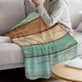 thumbnail image 3 of Farmhouse Teal Blue Brown Blanket Soft Cozy Warm Throw Blanket for Couch, Plush Fuzzy Flannel Fleece Blankets for Sofa, Vintage Wooden Striped Bed Blankets Lightweight Gifts for Women, 50"x60", 3 of 9