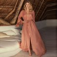 thumbnail image 5 of TEELYNN - Vestido playero blanco con mangas acampanadas para mujer, vestido playero holgado estilo bohemio de verano con escote en V profundo y estilo vintage, 5 of 5
