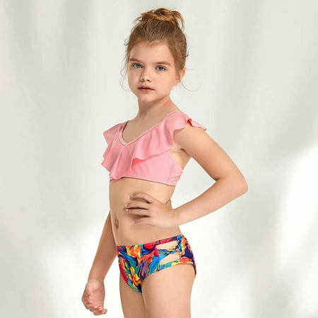 

Leutsin Baby Girls Swimwear Children s Swimsuit Scollop Sleeveless Split Swimsuit Bikini hing Suit Swimming Set