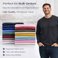 thumbnail image 6 of 12 Pack Men’s Long Sleeve Cotton Blend T-Shirts – Crew Neck Lightweight Bulk Tees – Assorted Light & Dark Colors – Size -2XL, 6 of 7