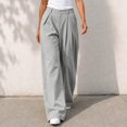 thumbnail image 3 of Ozmmyan 2026 Wide Leg Pants for Womens High Waist Pleated Button Zip Front Business Palazzo Pants with Pockets ﻿, 3 of 6
