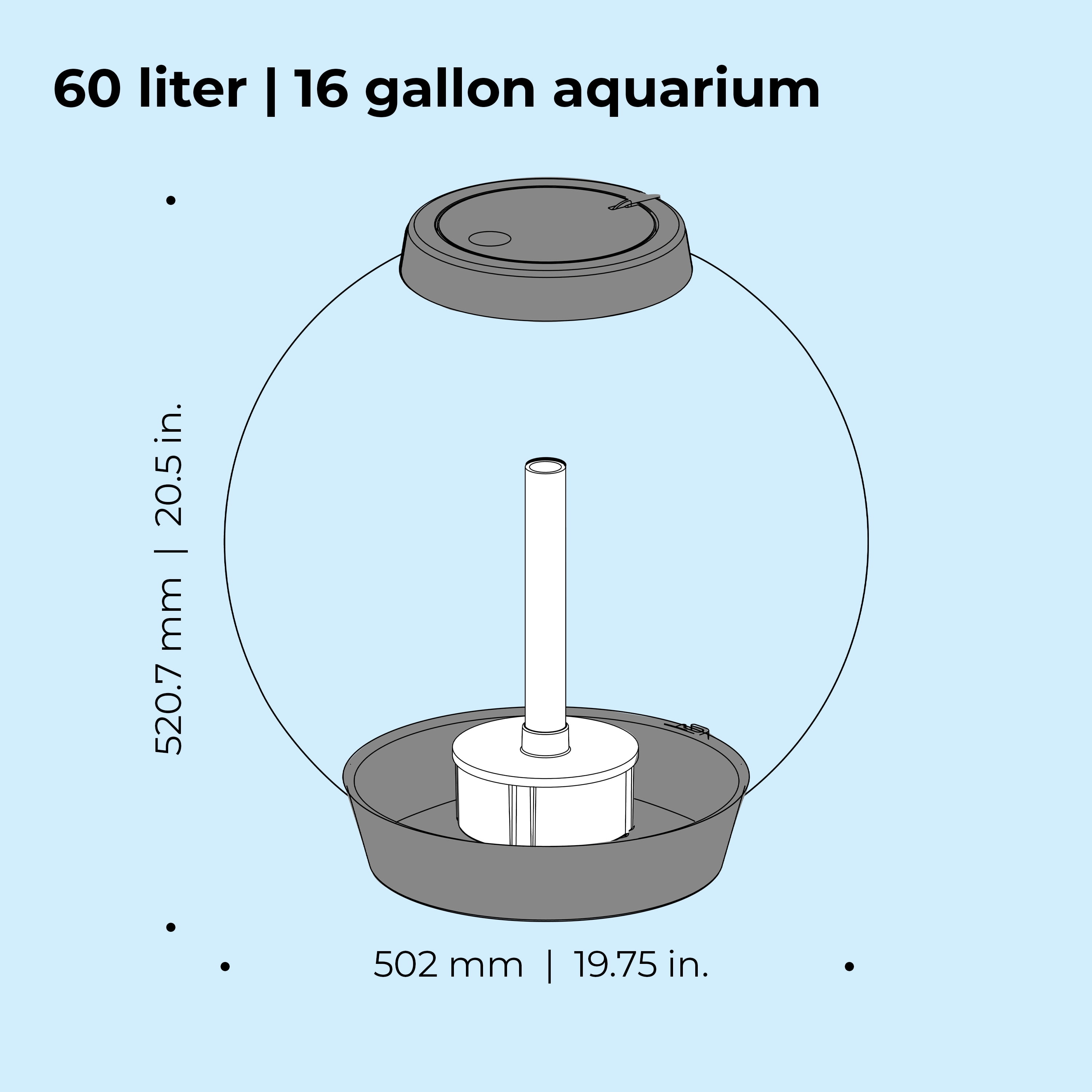 biOrb CLASSIC 60 Aquarium with MCR Light - 16 gallon, silver