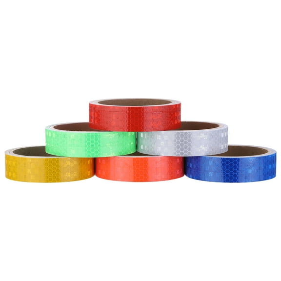 Uxcell Reflective Tape, 25mm x 3 Meters, 9.8ft Waterproof Warning Tape for Bikes, RV, and Boat Marking, Colorful, 6 Roll