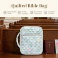 thumbnail image 4 of FOR U DESIGNS Cross Flower Blue Pattern Bible Cover Case Lightweight Bible Carrying Case Quilted Book Cover Bibles Organizer Cases Bible Carrier with Handle and Zipper, 4 of 7