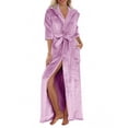 thumbnail image 1 of Women's Plush Hooded Fleece Bathrobe with Pockets and Eye Mask Winter Warm Fuzzy Flannel Robe Spa Kimono Full Length Shower Robe Soft Nightgown, 1 of 8