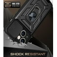 thumbnail image 2 of Case for Apple iPhone 13 with Slide Camera Cover,Military Grade Heavy Duty Protection Phone Case Cover with Magnetic Ring Kickstand for iPhone 13 SJ Black, 2 of 7