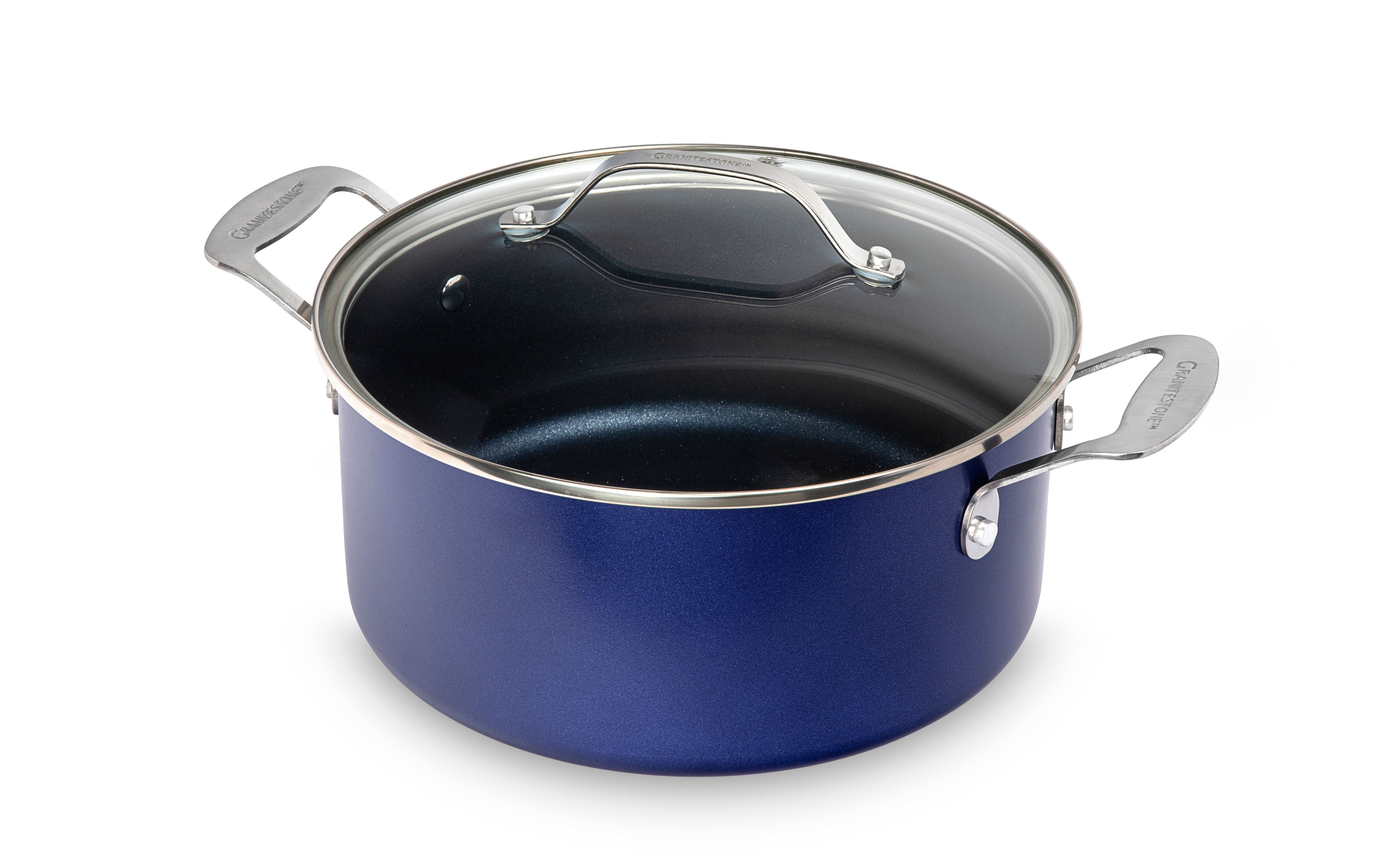 GRANITESTONE 5 qt. Round Aluminum Ultra-Durable Nonstick Diamond Infused  Sparkled Coating Dutch Oven in Navy 7824 - The Home Depot