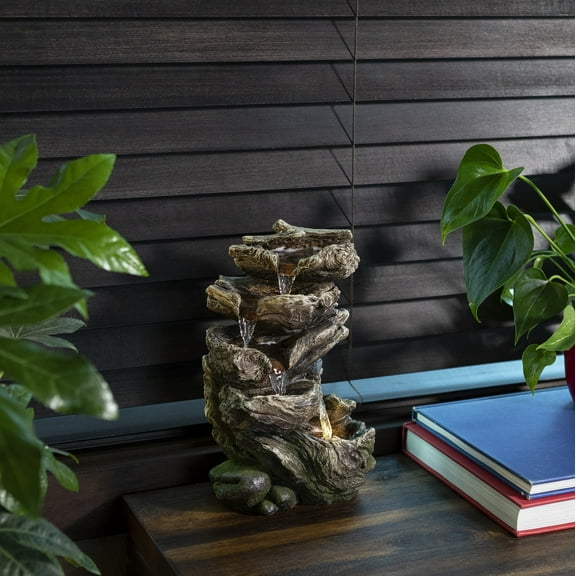 Alpine Corporation Rainforest 5-Tier Cascading Fountain with LED Light
