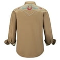 thumbnail image 2 of COEVALS CLUB Men's Embroidered Western Cowboy Long Sleeve Pearl Snap Two Pockets Casual Button up Shirts Khaki 3-03 Large, 2 of 7