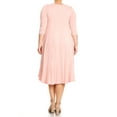 thumbnail image 4 of Women's Casual Plus Size Loose Fit 3/4 Sleeve Jersey Knit A-Line Solid Midi Dress, 4 of 4