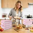 thumbnail image 5 of Toaster Cover 2 Slice, Pink Checkered Dustproof Bakeware Oven Protector with Top Hook, Pink White Buffalo Plaid Waterproof Small Kitchen Appliance Toasters Dust Cover, 12"x7.5"x8", 5 of 7