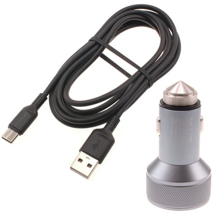 24W Fast Car Charger for iPad 10.9" (2022 10th Gen) - 2-Port 6ft USB-C Cable DC Socket Power Adapter