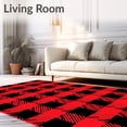 thumbnail image 2 of ODIKA 8'x10' Machine Washable Non-Slip Area Rug, Buffalo Plaid Vintage Cabin Interlocking Check Holiday High Traffic Rug with Pad, Red, 652202, 2 of 8