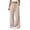 #Beige 1, variant on Vynhevius Women Straight Leg Pants Solid Drawstring Waist Front Patch Pockets Casual Trousers