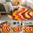thumbnail image 5 of Round Rug 6Ft Washable Non-Slip, Orange Brown Circle Area Rugs for Living Room Bedroom, Modern Farmhouse Abstract Patterned Art Indoor Floor Mats Carpet Runner for Home Decor Aesthetic, 5 of 8