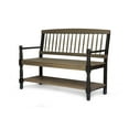 thumbnail image 6 of Larry Outdoor Rustic Acacia Wood Bench with Shelf, Gray and Black, 6 of 6